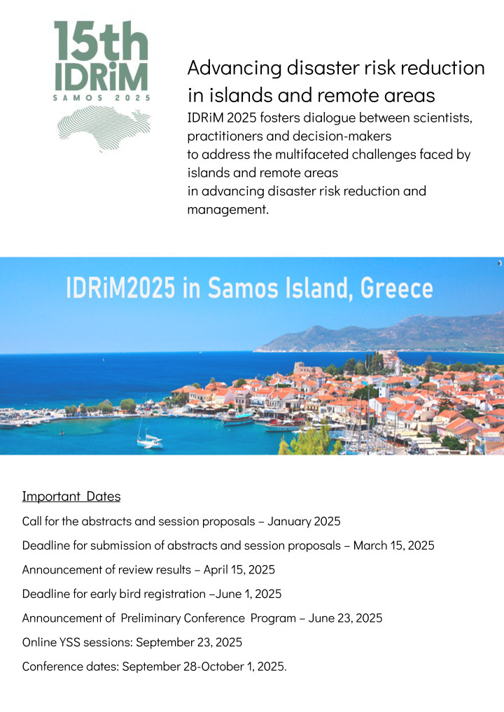 15th International Conference of the Integrated Disaster Risk Management (IDRiM2025)